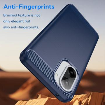 OnePlus Ace 5 Racing/Nord CE5 Børstet TPU Cover - Karbonfiber - blå