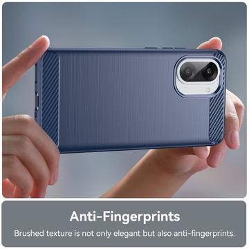 OnePlus Ace 5 Racing/Nord CE5 Børstet TPU Cover - Karbonfiber - blå
