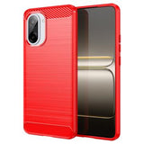 OnePlus Ace 5 Racing/Nord CE5 Børstet TPU Cover - Karbonfiber - rød