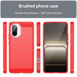 OnePlus Ace 5 Racing/Nord CE5 Børstet TPU Cover - Karbonfiber - rød