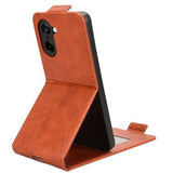 OnePlus Ace 5 Racing/Nord CE5 lodret flip-etui med stativ - Brun