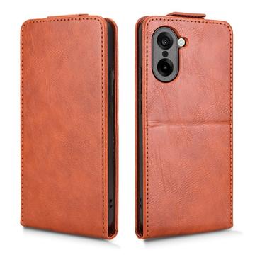 OnePlus Ace 5 Racing/Nord CE5 lodret flip-etui med stativ - Brun