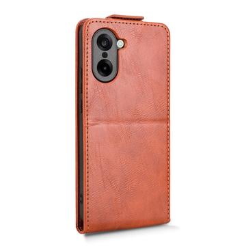 OnePlus Ace 5 Racing/Nord CE5 lodret flip-etui med stativ - Brun
