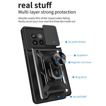 OnePlus Ace 5/5 Pro/13R Roterende Ring Hybrid Cover med Kameraskjold - Blå