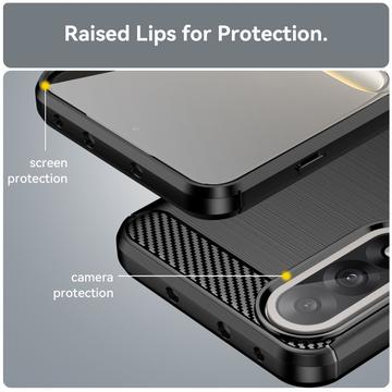 OnePlus Ace 5 Ultra/Nord 5 Børstet TPU Cover - Karbonfiber - Sort