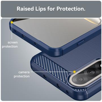 OnePlus Ace 5 Ultra/Nord 5 Børstet TPU Cover - Karbonfiber - blå