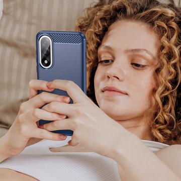 OnePlus Ace 5 Ultra/Nord 5 Børstet TPU Cover - Karbonfiber - blå
