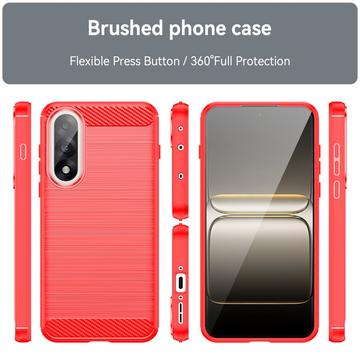 OnePlus Ace 5 Ultra/Nord 5 Børstet TPU Cover - Karbonfiber - rød