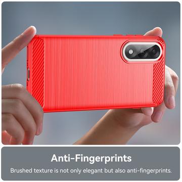 OnePlus Ace 5 Ultra/Nord 5 Børstet TPU Cover - Karbonfiber - rød