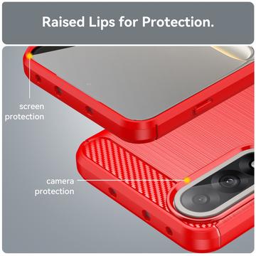 OnePlus Ace 5 Ultra/Nord 5 Børstet TPU Cover - Karbonfiber - rød