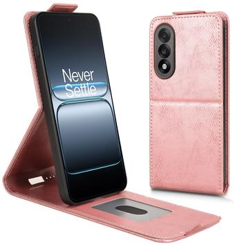 OnePlus Ace 5 Ultra/Nord 5 lodret flip-etui med stativ - rosaguld