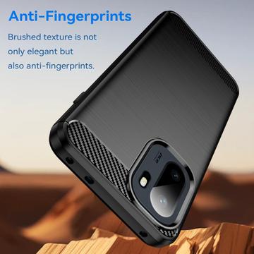 OnePlus Ace 6/6T/15R Børstet TPU Cover - Karbonfiber - Sort