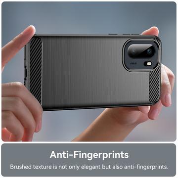 OnePlus Ace 6/6T/15R Børstet TPU Cover - Karbonfiber - Sort