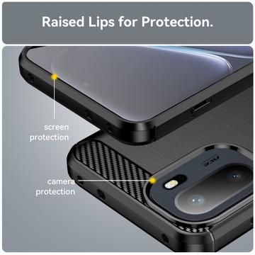 OnePlus Ace 6/6T/15R Børstet TPU Cover - Karbonfiber - Sort