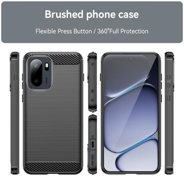 OnePlus Ace 6/6T/15R Børstet TPU Cover - Karbonfiber - Sort