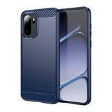 OnePlus Ace 6/6T/15R Børstet TPU Cover - Karbonfiber - blå