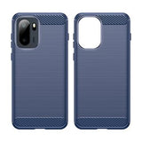 OnePlus Ace 6/6T/15R Børstet TPU Cover - Karbonfiber - blå