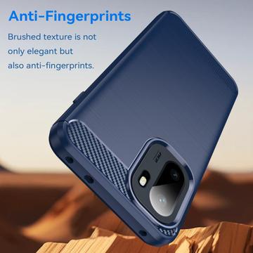 OnePlus Ace 6/6T/15R Børstet TPU Cover - Karbonfiber - blå