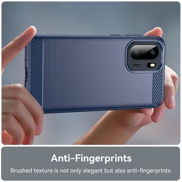 OnePlus Ace 6/6T/15R Børstet TPU Cover - Karbonfiber - blå