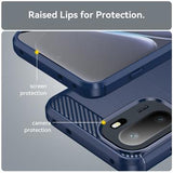 OnePlus Ace 6/6T/15R Børstet TPU Cover - Karbonfiber - blå
