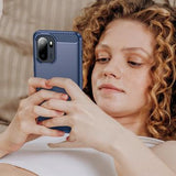 OnePlus Ace 6/6T/15R Børstet TPU Cover - Karbonfiber - blå
