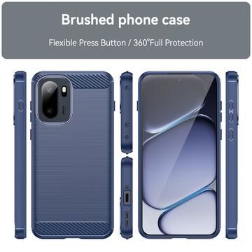 OnePlus Ace 6/6T/15R Børstet TPU Cover - Karbonfiber - blå