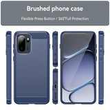 OnePlus Ace 6/6T/15R Børstet TPU Cover - Karbonfiber - blå