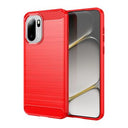 OnePlus Ace 6/6T/15R Børstet TPU Cover - Karbonfiber - rød