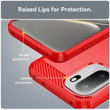 OnePlus Ace 6/6T/15R Børstet TPU Cover - Karbonfiber - rød