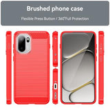 OnePlus Ace 6/6T/15R Børstet TPU Cover - Karbonfiber - rød