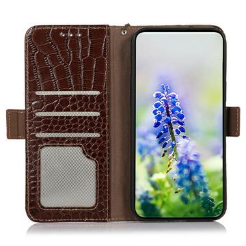 OnePlus Ace 6 Ultra Crocodile Series Læderpung med RFID - Brun