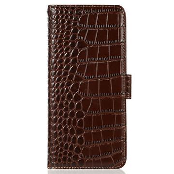 OnePlus Ace 6 Ultra Crocodile Series Læderpung med RFID - Brun