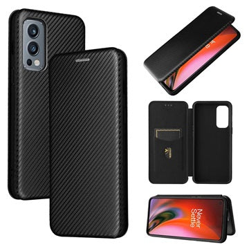 OnePlus Nord 2 5G Flip Cover - Karbonfiber - Sort