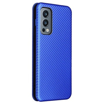 OnePlus Nord 2 5G Flip Cover - Karbonfiber - Blå