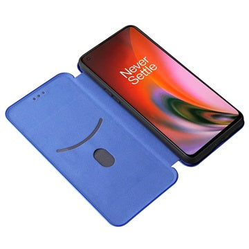 OnePlus Nord 2 5G Flip Cover - Karbonfiber - Blå