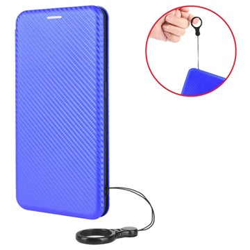 OnePlus Nord 2 5G Flip Cover - Karbonfiber - Blå