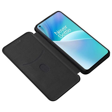 OnePlus Nord 2T Flip Cover - Karbonfiber - Sort
