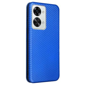 OnePlus Nord 2T Flip Cover - Karbonfiber - Blå