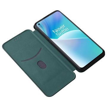 OnePlus Nord 2T Flip Cover - Karbonfiber - Grøn