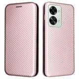 OnePlus Nord 2T Flip Cover - Karbonfiber - Rødguld