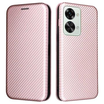 OnePlus Nord 2T Flip Cover - Karbonfiber - Rødguld