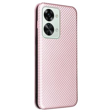 OnePlus Nord 2T Flip Cover - Karbonfiber - Rødguld
