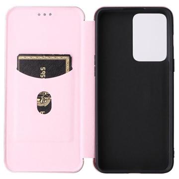 OnePlus Nord 2T Flip Cover - Karbonfiber - Rødguld