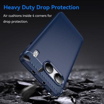 OnePlus Nord 4 Børstet TPU Cover - Karbonfiber - Blå