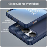 OnePlus Nord 4 Børstet TPU Cover - Karbonfiber - Blå