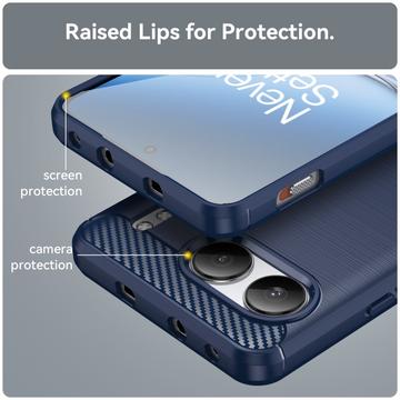 OnePlus Nord 4 Børstet TPU Cover - Karbonfiber - Blå
