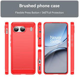 OnePlus Nord 4 Børstet TPU Cover - Karbonfiber - Rød