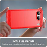 OnePlus Nord 4 Børstet TPU Cover - Karbonfiber - Rød