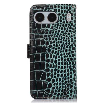 OnePlus Nord 4 Crocodile Series Læderpung med RFID - Grøn