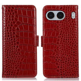 OnePlus Nord 4 Crocodile Series Læderpung med RFID - Rød